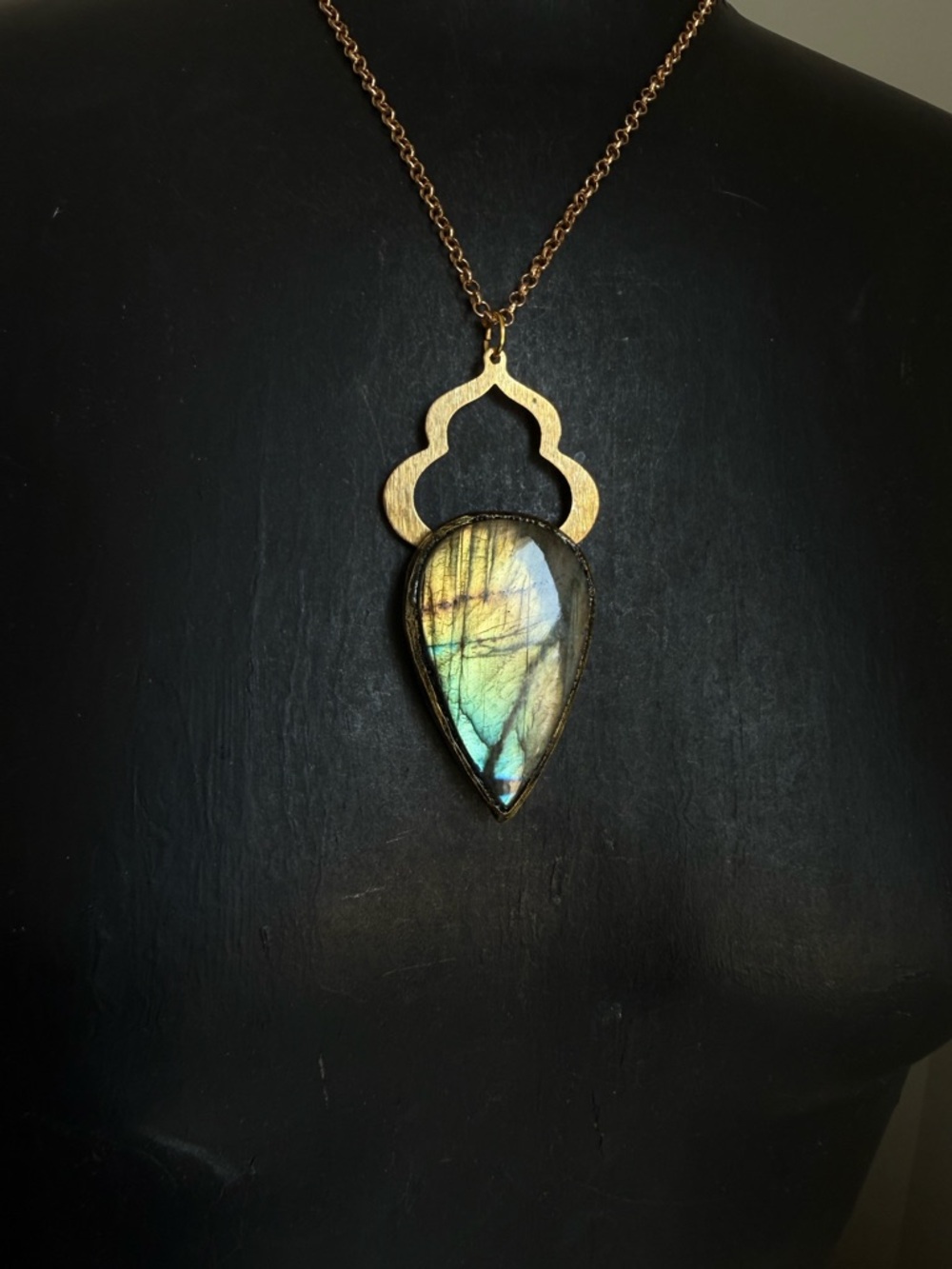 Teardrop Labradorite Pendant Necklace 3rd eye jewelry boho statement jewelry